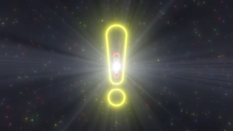 el contorno de la forma del punto de exclamación el brillo de las luces de neón el portal del túnel - 4k la animación de fondo de movimiento de bucle vj sin costuras