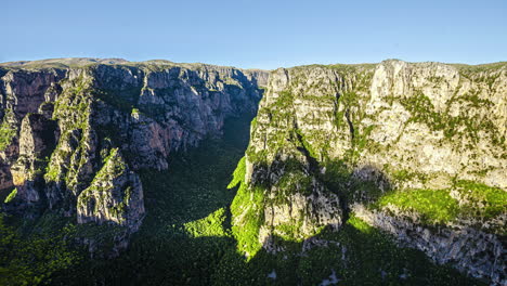 shadows of clouds on vikos gorge in pindus mountains of greece