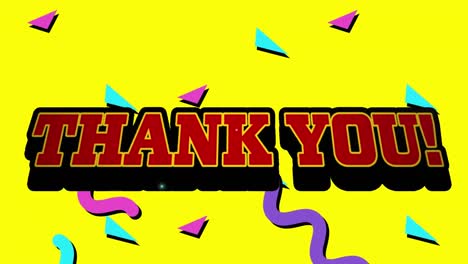 Digital-animation-of-thank-you-text-against-colorful-shapes-on-yellow-background