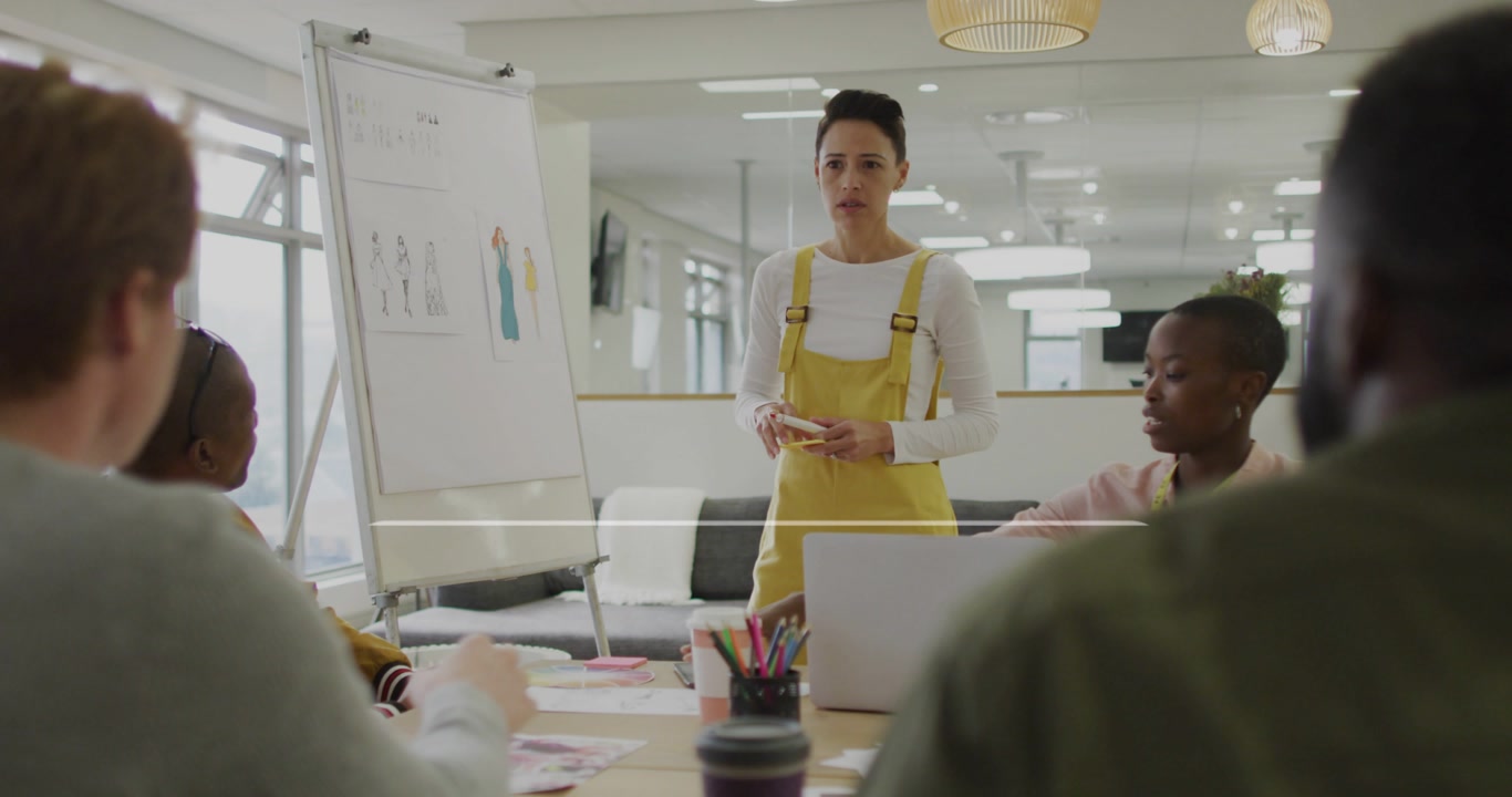 Designer highlighting fashion sketches and activating animated like count soaring showing details