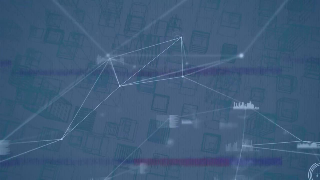 Animation of network of connections and data processing over binary coding binary coding
