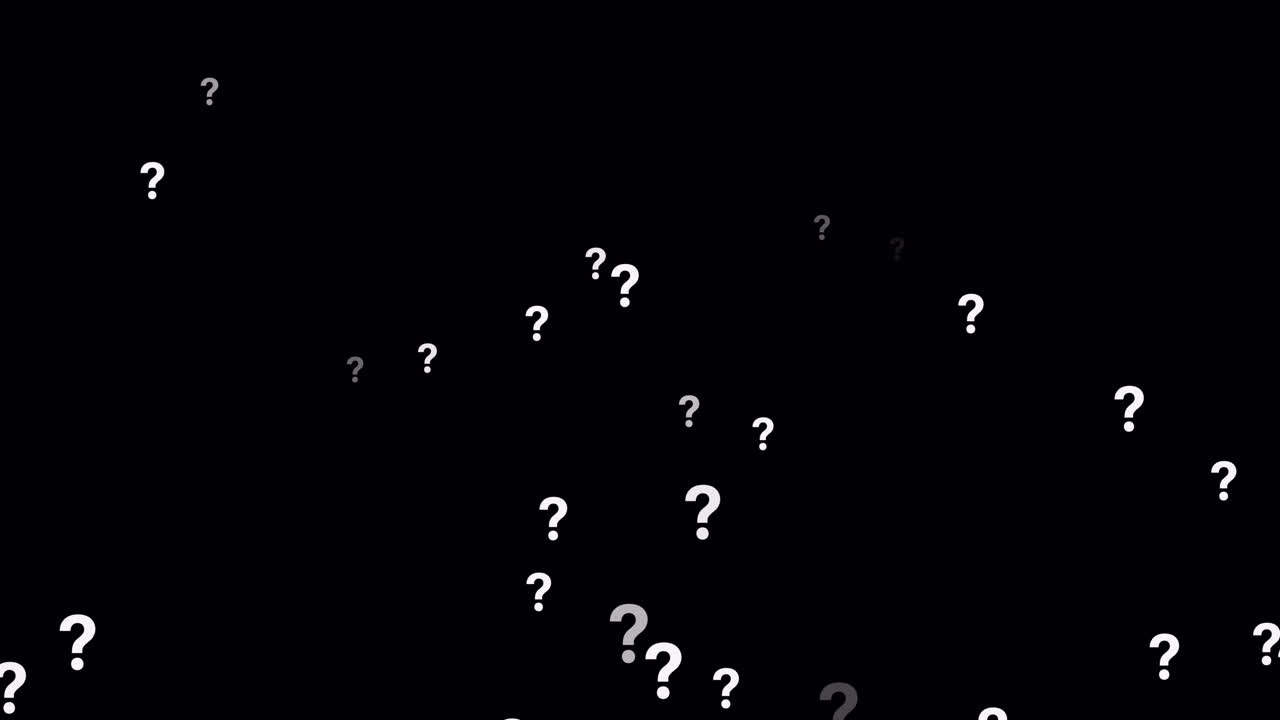 Floating Question Marks on Black Background