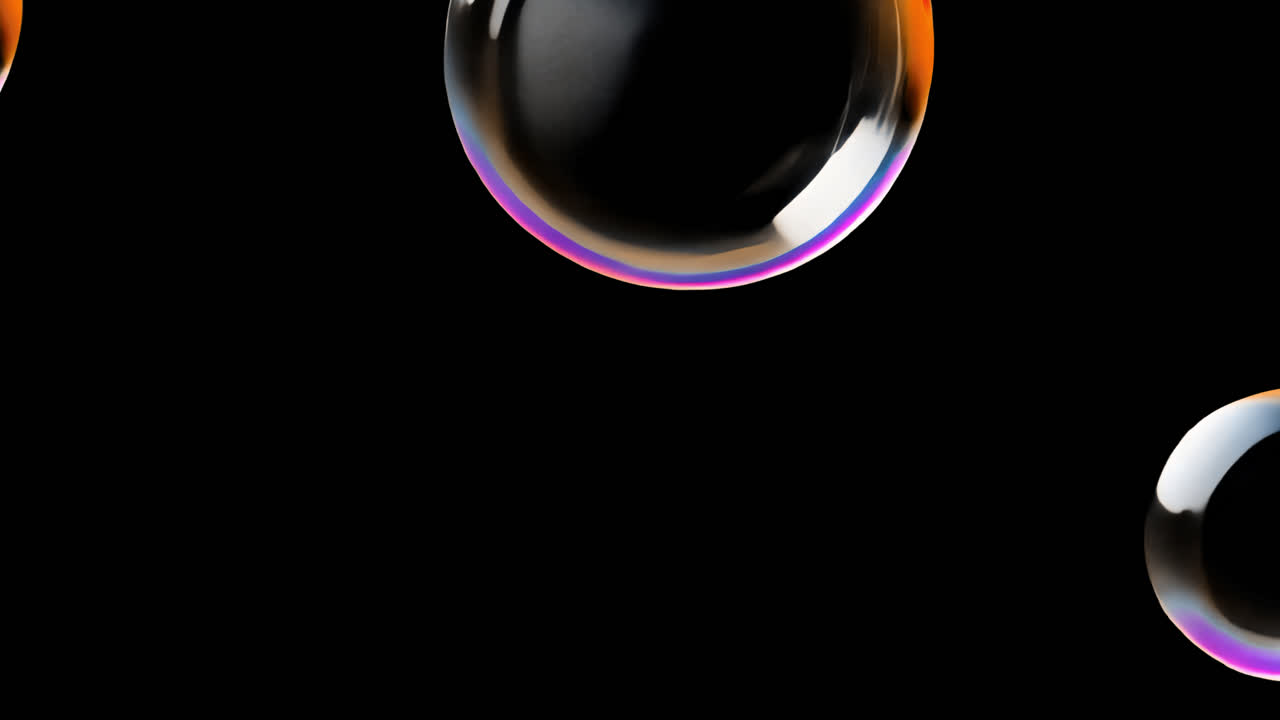 Transparent soap bubbles animated overlay, transparent 4K video, alpha channel, ProRes 4444