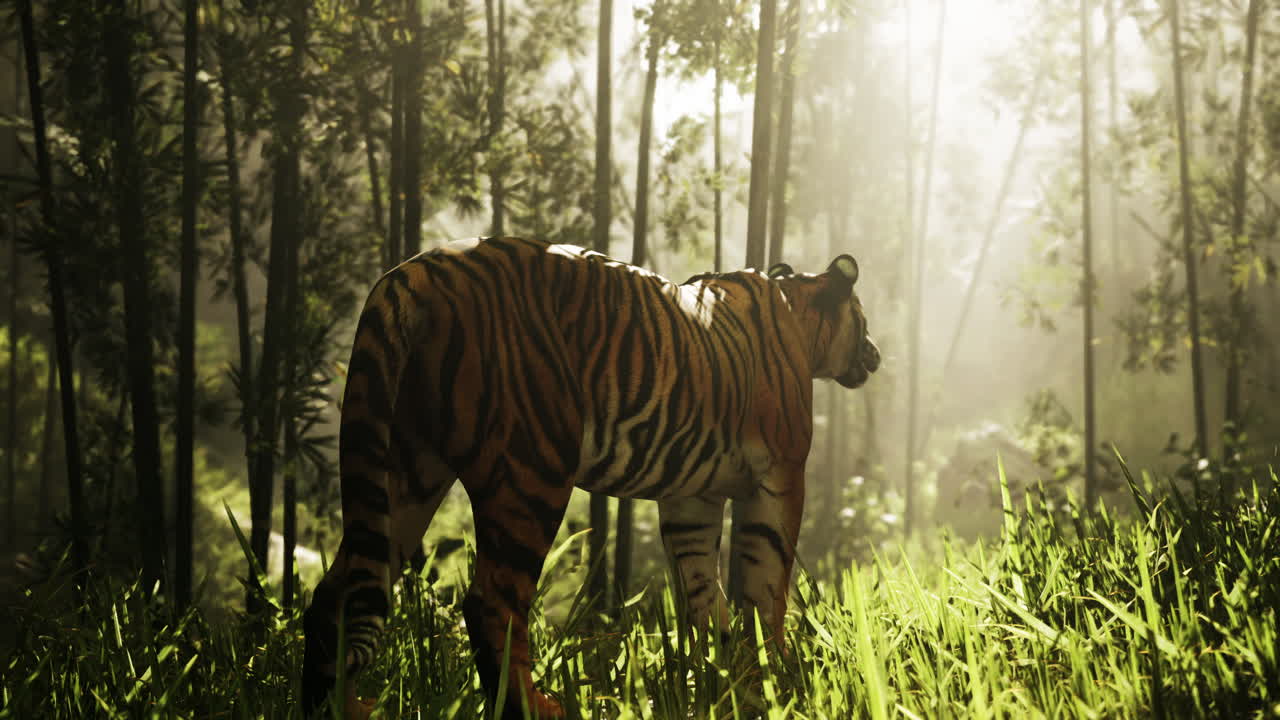 Majestic Tiger in a Bamboo Forest