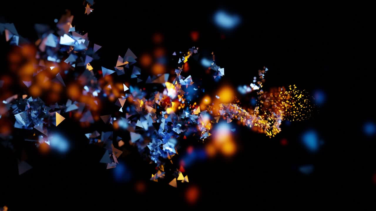 Sfondo geometrico 3D astratto con particelle luminose