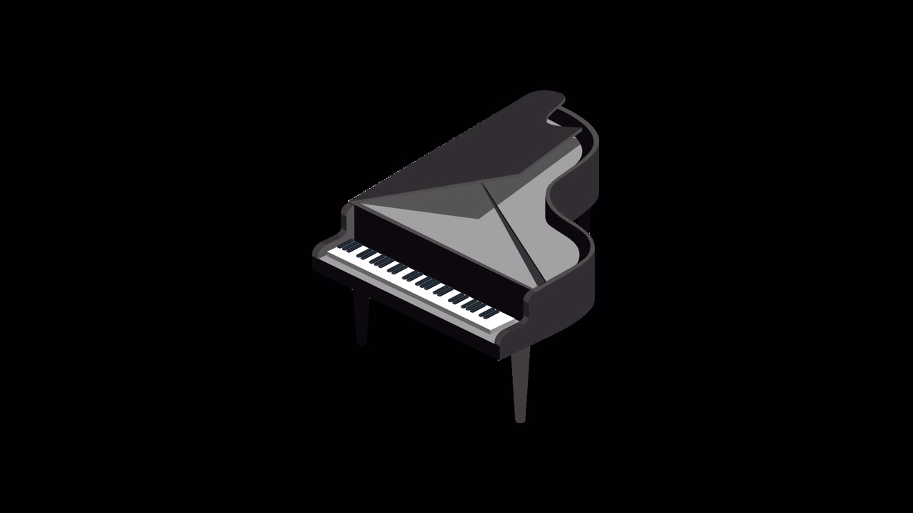 Isometric Animation of a Grand Piano Assembling on Black Background
