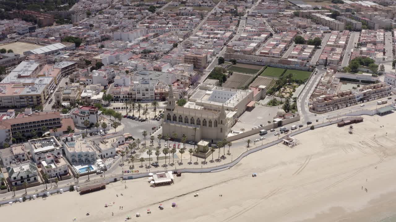 Aerial view of a coastal town in Spain