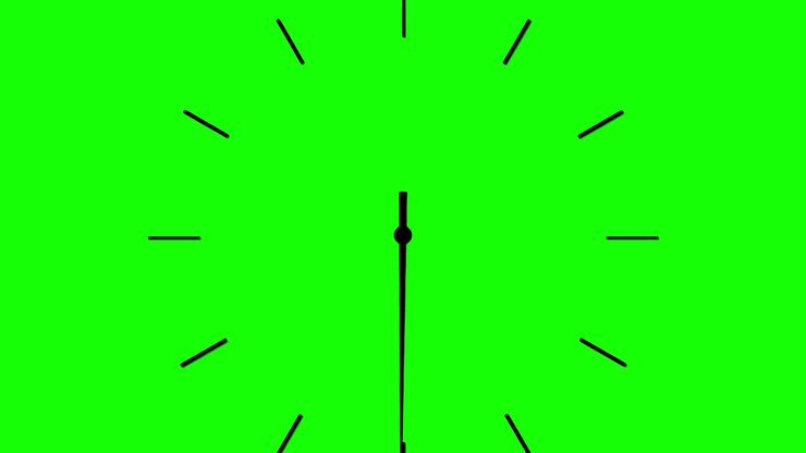 4K clock spinning, watch animation on green screen