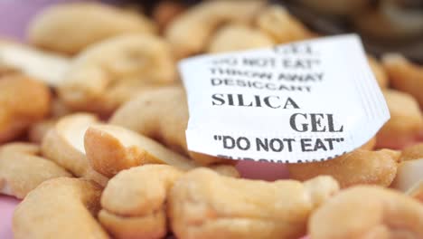 cashews and silica gel packet
