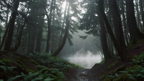 camino del bosque de niebla