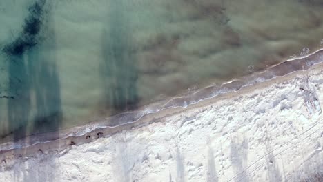 Daring-aerial-view-flight-circle-drone-footage-of-natural-golden-sand-Bouka-Beach-at-Corfu