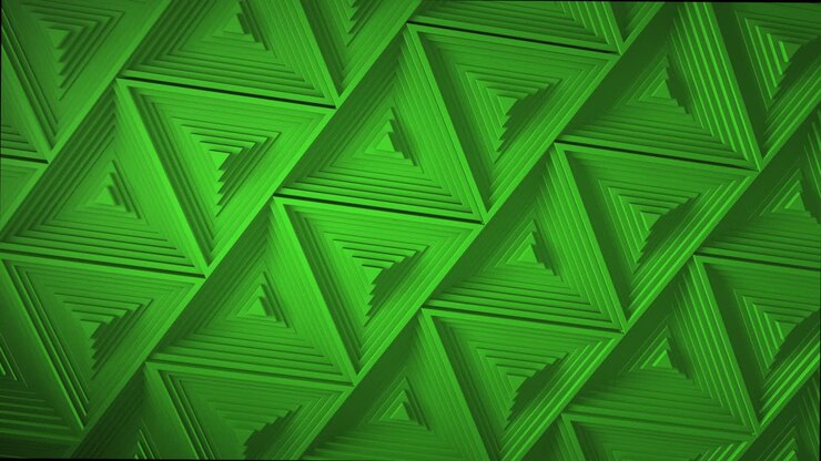 green minimalism. A mosaic surface with moving black triangles. Abstract geometric background. Cells. Wave. Loop animation. 4K. 3d. Animation for a business presentation