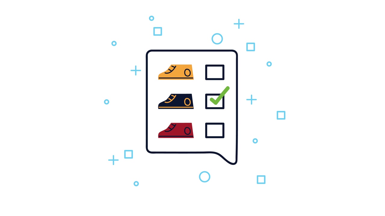speech bubble with shopping shoes checklist