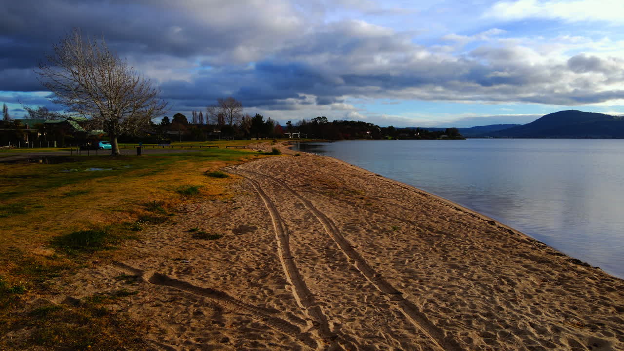 dos pelícanos flotando en el agua del río que fluye