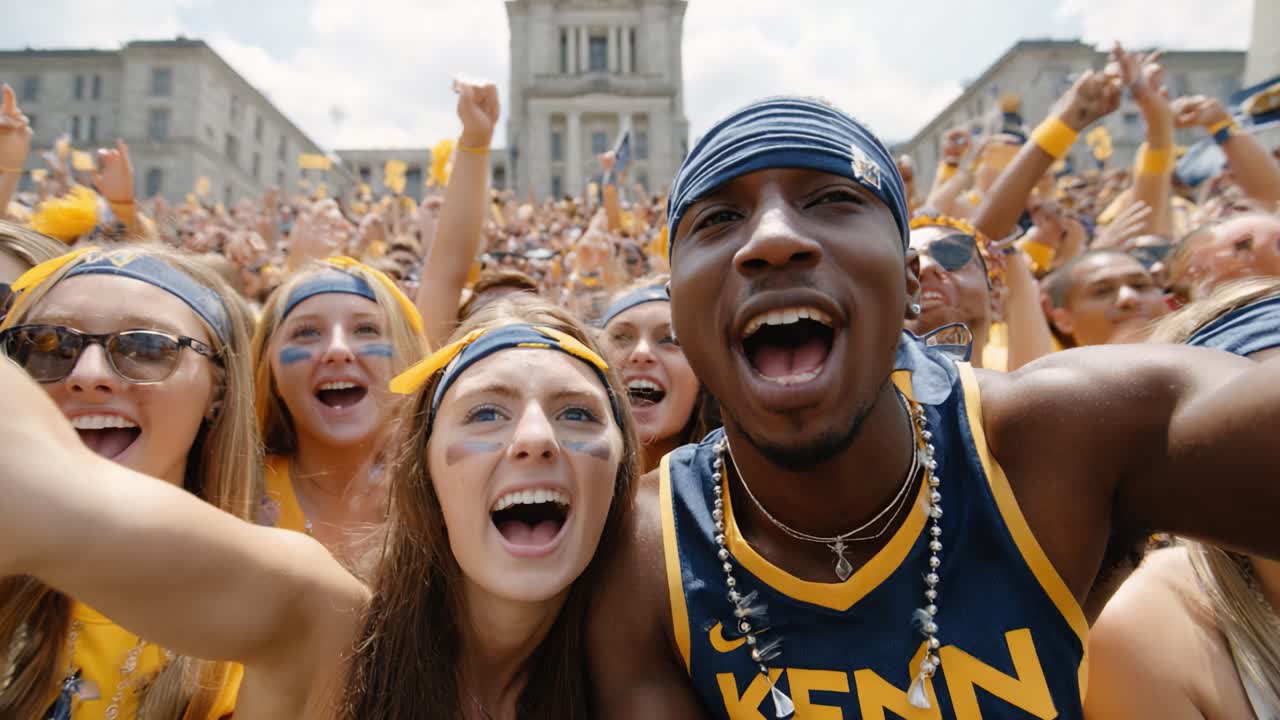 Excitement and Unity in a Celebratory Crowd: A Captivating Moment of Joy Captured as Enthusiastic Fans Eagerly Participate in a Lively Gathering, Celebrating Togetherness and Spirit