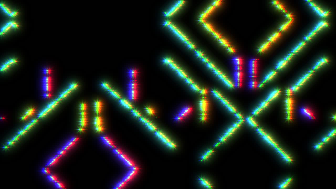 Colorful digital lines pattern and neon glitters on computer screen