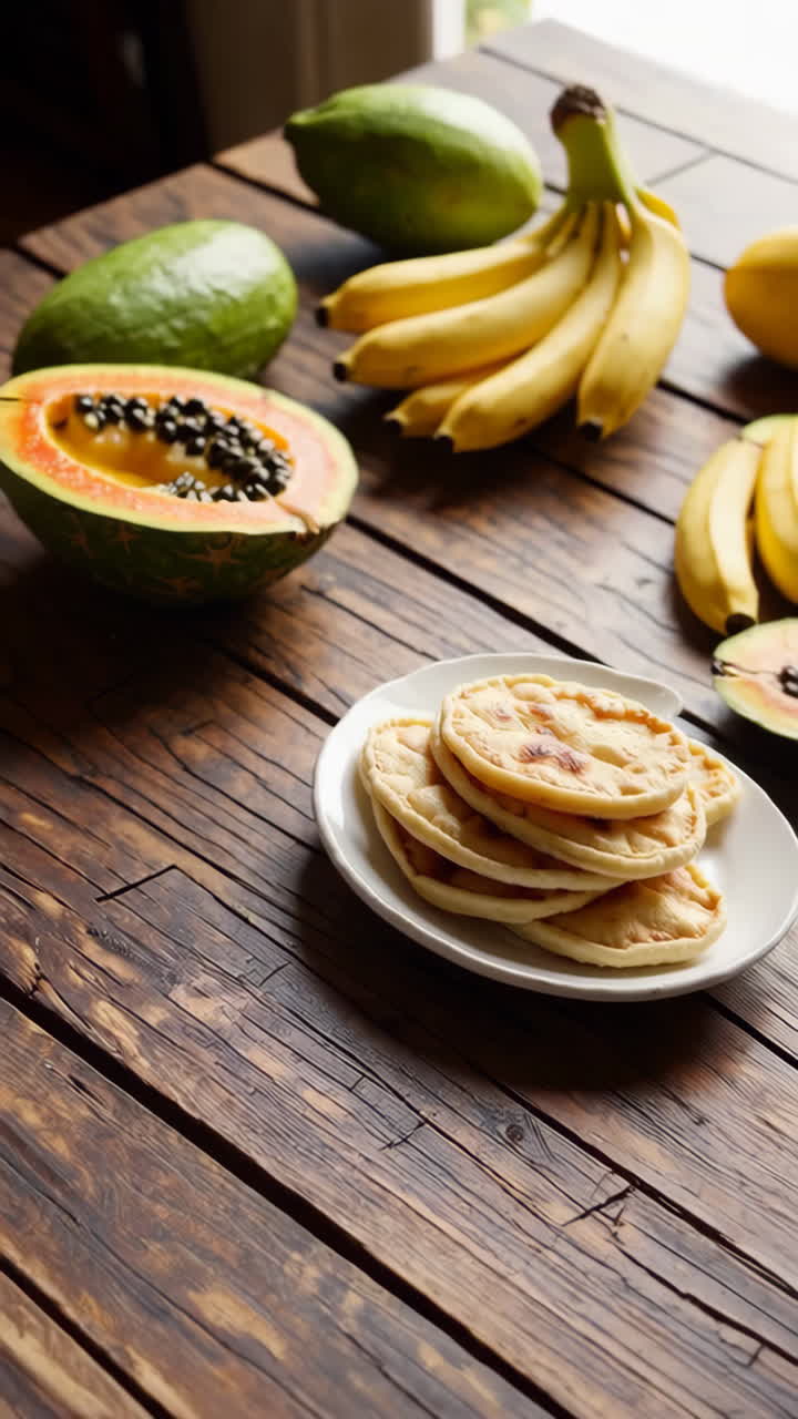 Stack of Homemade Roti with Fruits