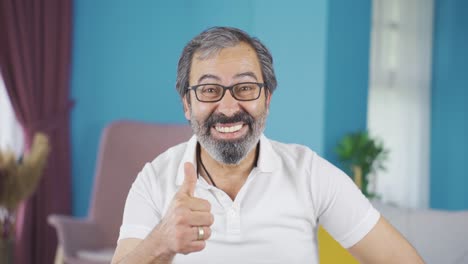 the man who likes the news he receives confirms with a smile.