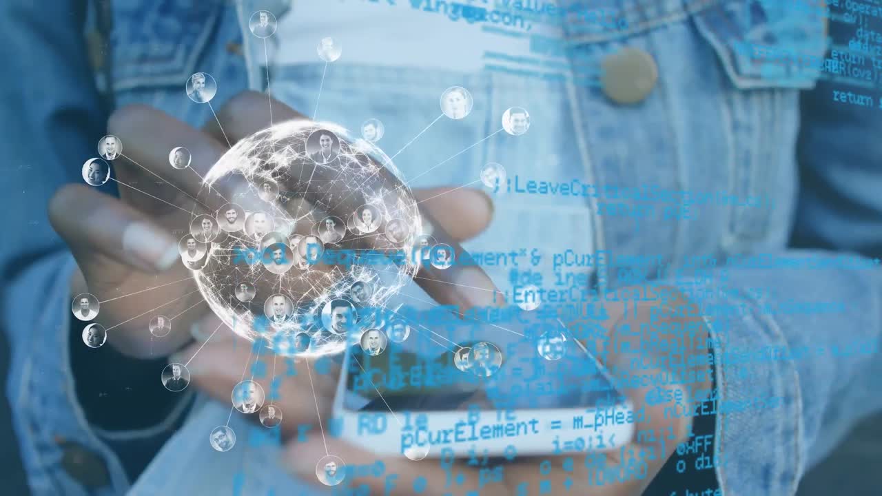 스마트 폰을 사용하는 아프리카계 미국인 여성에 대한 데이터 처리 및 지구상의 애니메이션