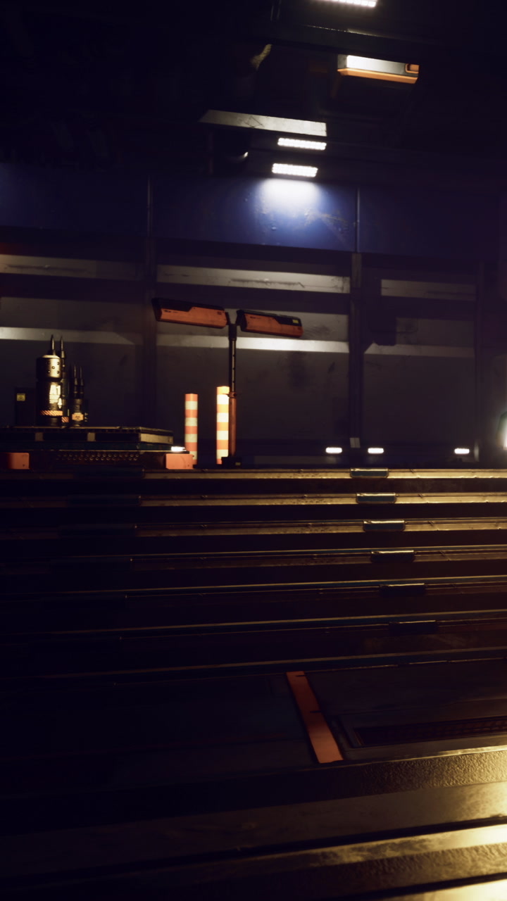 Stage with wooden steps and bright lights in a dark setting during an event