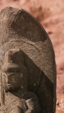 close-up of an ancient stone statue