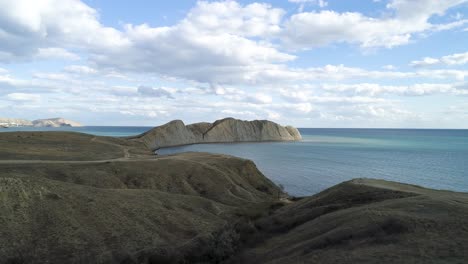 coastal landscape with mountains and sea