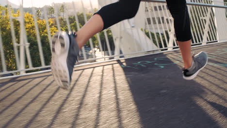 fit woman running and jogging on a bridge