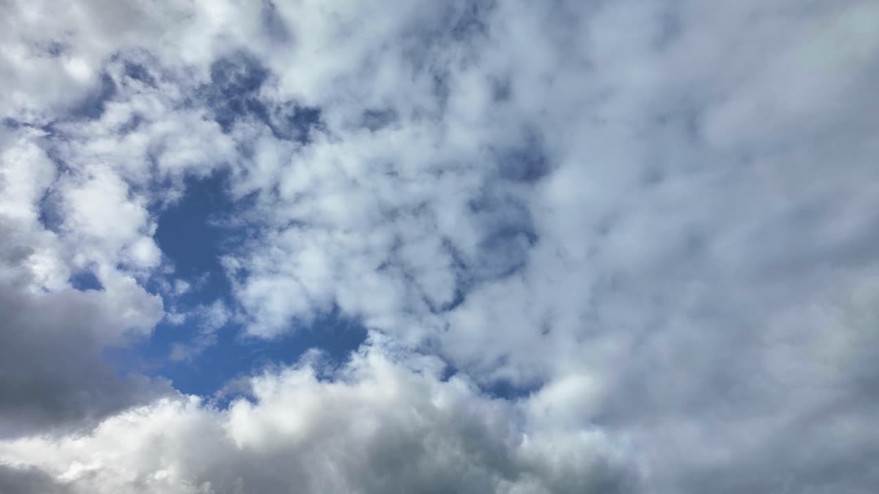 beautiful blue sky with soft white clouds timelapse.