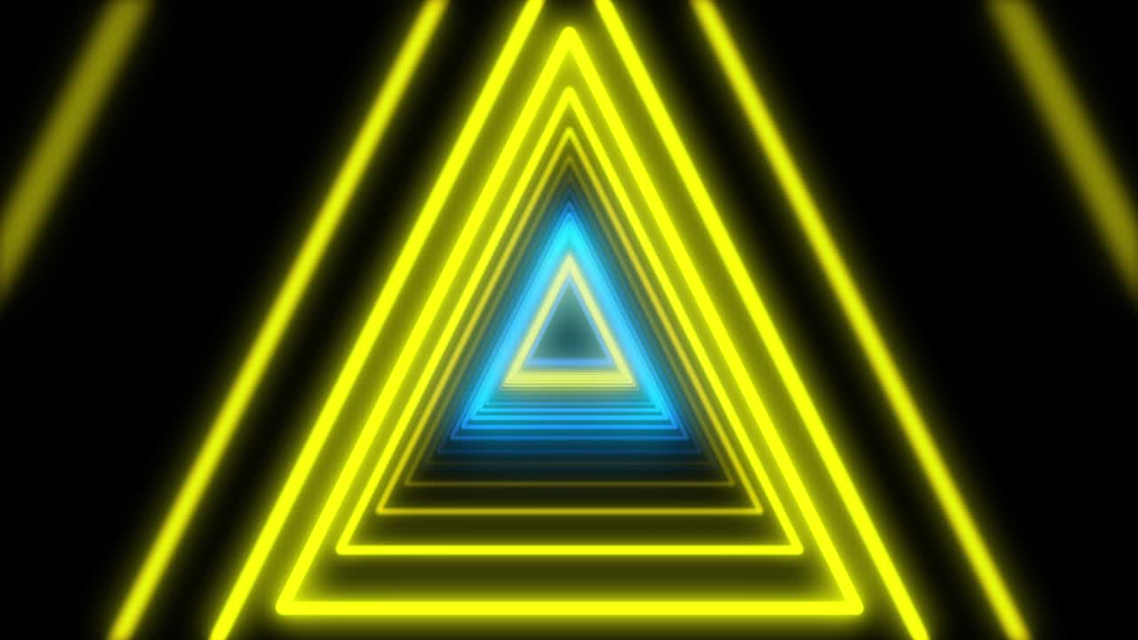 luces abstractas triángulos de neón. animación en bucle.