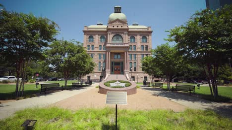 wide angle view of the tarrant county courthouse in fort worth, texas