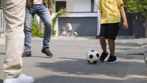 asian men and boy having fun outdoor