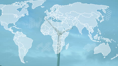 animation of world map over windmill