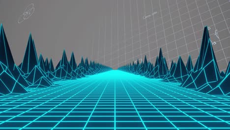 animación de paisajes digitales y fórmulas matemáticas en fondo beige