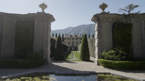 formal italian garden with villa
