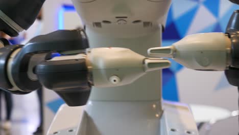 close-up of industrial robot arms