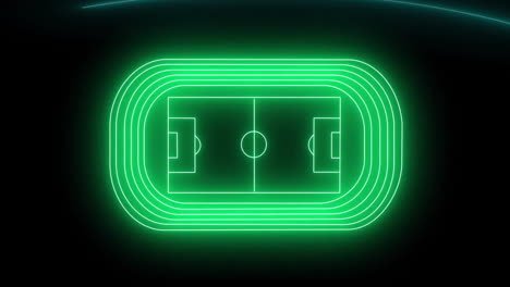 animation of neon glowing football pitch on black background