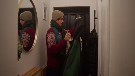 people getting ready in a hallway