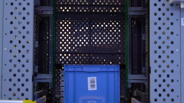 Automatic smart warehouse logistics basket or plastic box container on roller rack aluminum shelf with electronic display smart module system for management