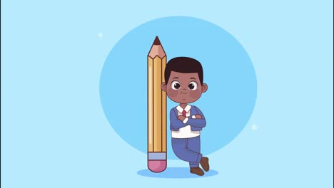 estudiante afro con animación de lápiz