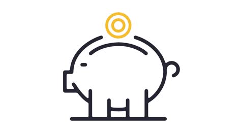 piggy bank account line icon animation with alpha