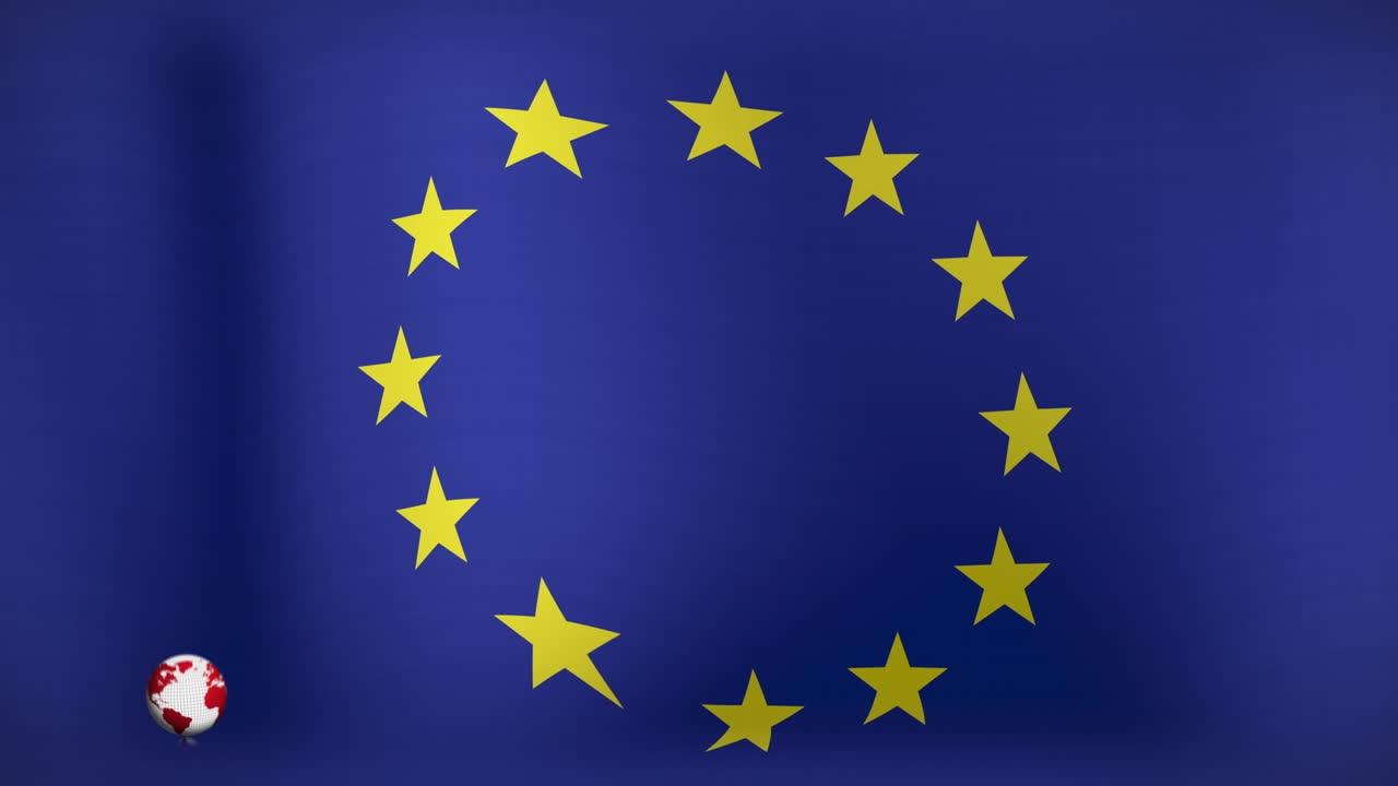 animação do globo e notícias sobre a bandeira da união europeia
