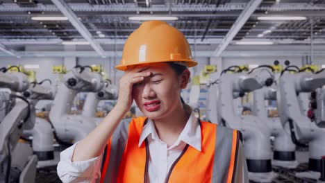 stressed engineer in a factory