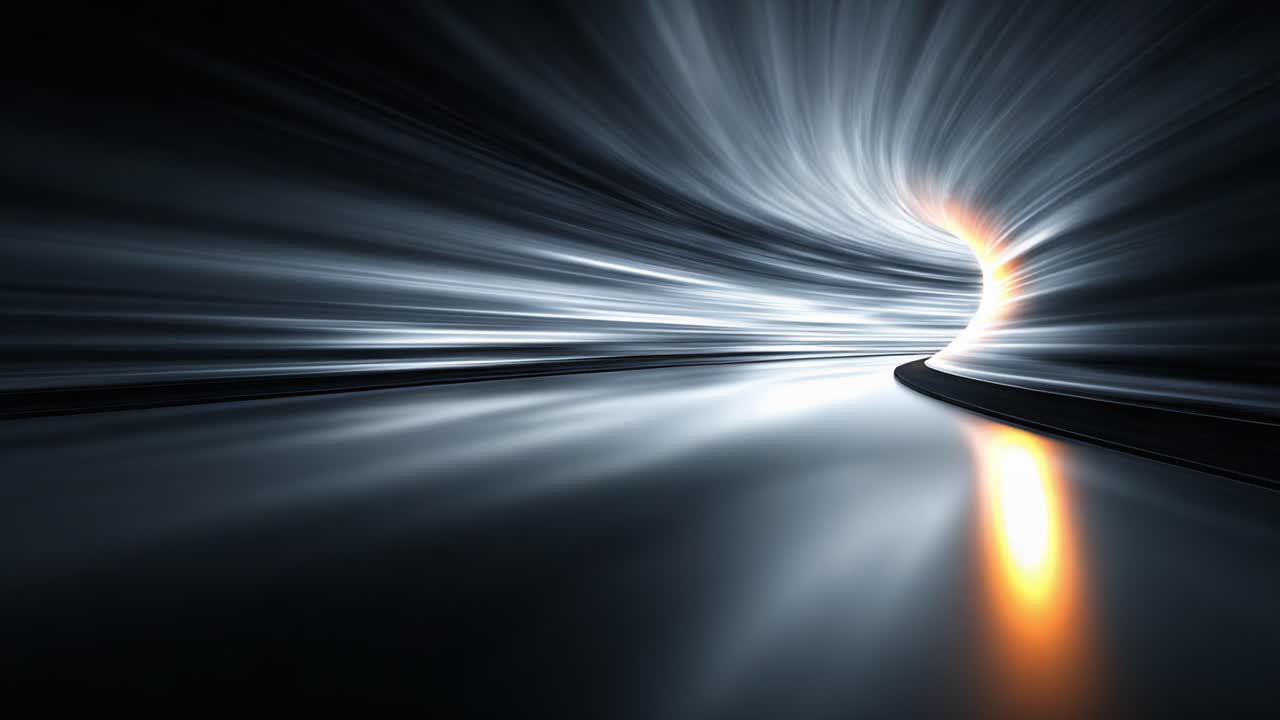 A mesmerizing journey through a tunnel of light, showcasing dynamic motion and energy as the swirling patterns illuminate a path towards an unknown destination