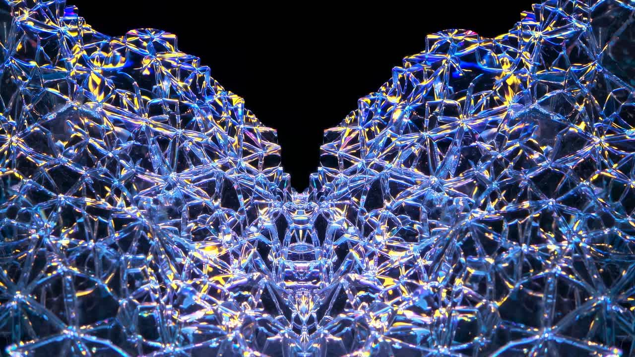 Abstract video of crystalline structures with a symmetrical design
