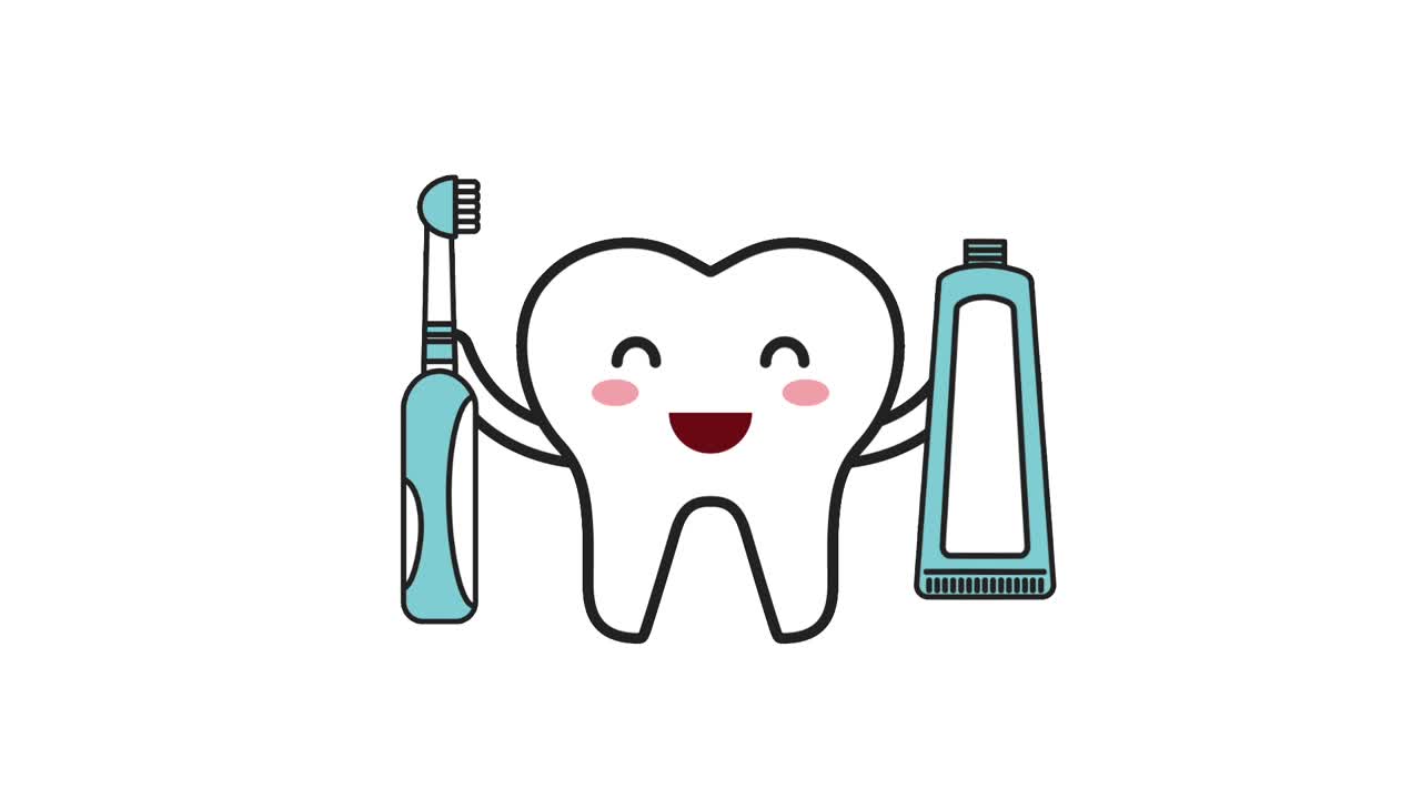 diente feliz con cepillo eléctrico pasta de dientes higiene dental