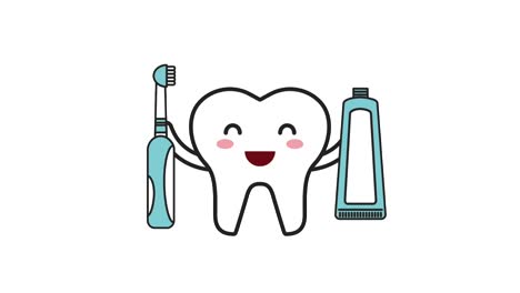 diente feliz con cepillo eléctrico pasta de dientes higiene dental