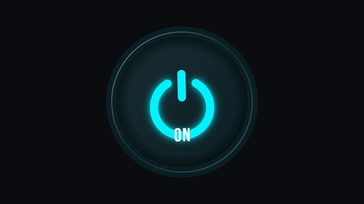 Digital Power Button Switching Between On and Off States