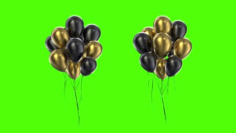loop bundle of golden balloons on a green background