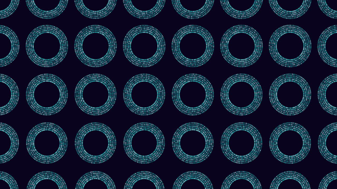 Neon circles pattern with rainbow dots on black gradient 3