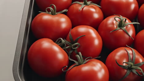 fresh red tomatoes in a tray